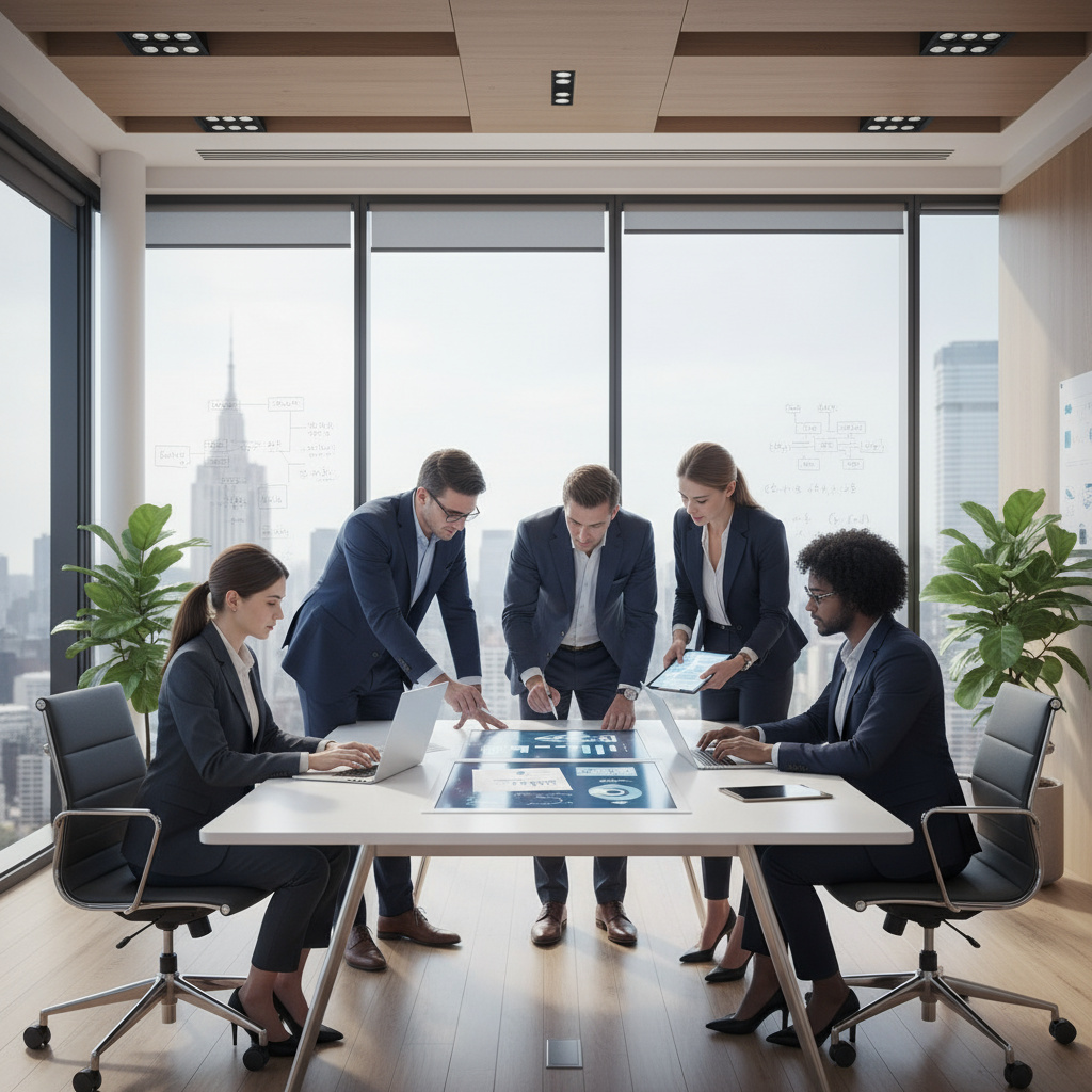 Team arbeitet an Finanzunterlagen